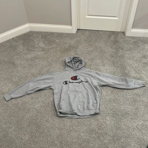 champion powerblend hoodie gray